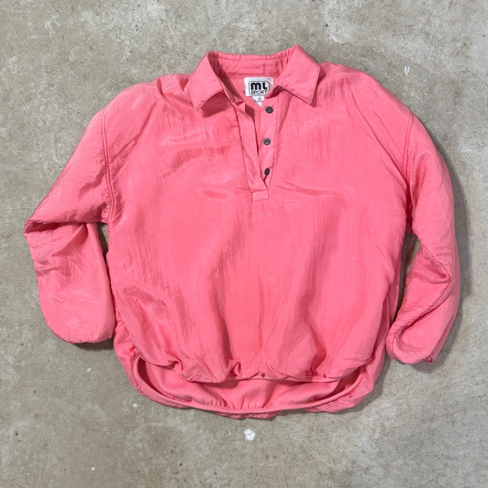 Vintage ML Sport Pink Silk Pullover Jacket Women’s Small Buttons Balletcore - Picture 3 of 8
